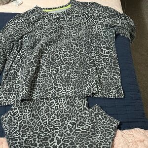 Ideaology Leopard Print sweatshirt and pants set.